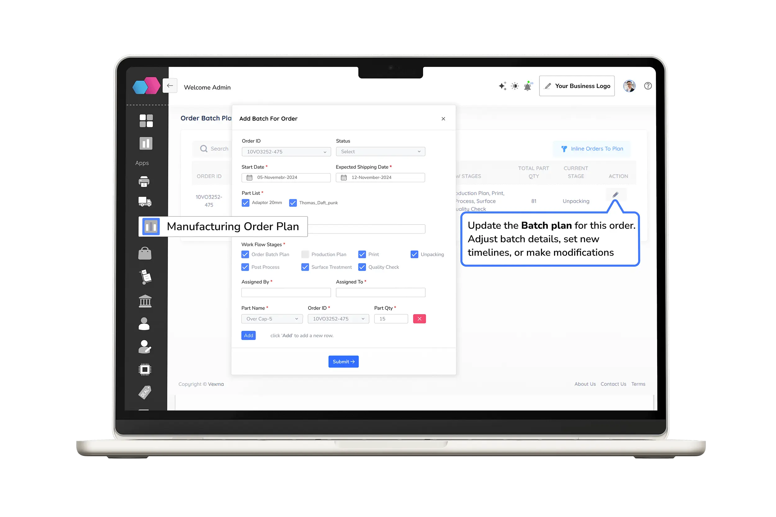 How to add batch order image